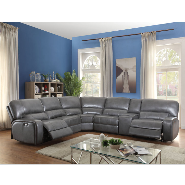 Lark Manor Dearing 6 Piece Upholstered Reclining Sectional & Reviews